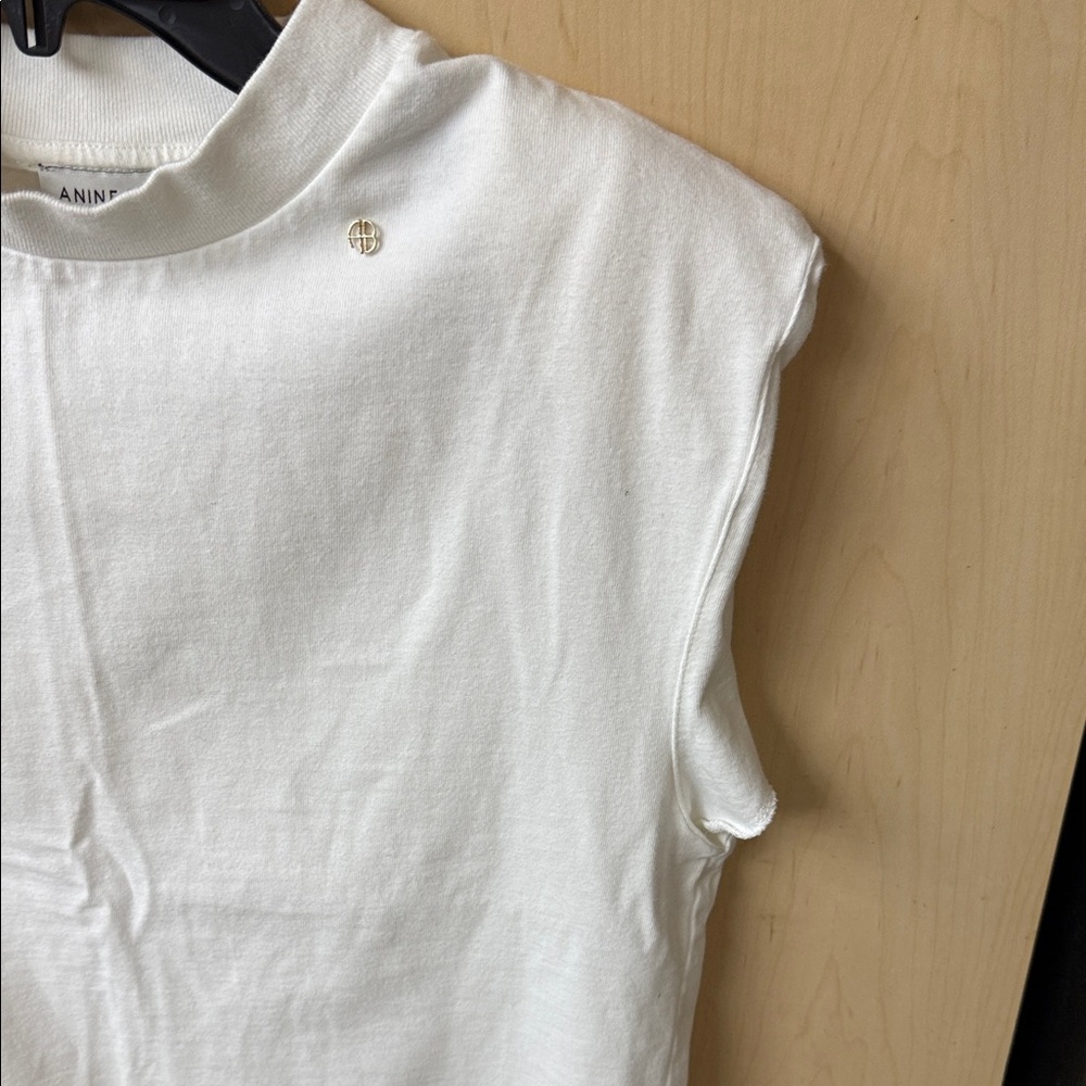 Anine Bing White Mock-Neck Cap-Sleeve Top - Picture 4 of 4